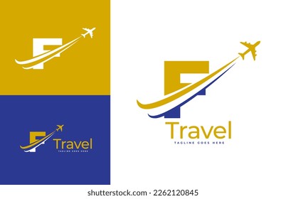 Letter F Air Travel Logo Design Template. Icon Travel, logistics, shipping, tours etc