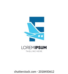 Letter F Airplane Tail Logo Design Vector Graphic Icon Emblem Illustration