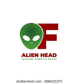 letter F alien head vector logo design