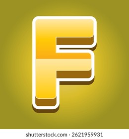 Letter F Alphabet with Gold Gradient Color. Text Effect. Alphabet Letter Vector. High Quality Vector