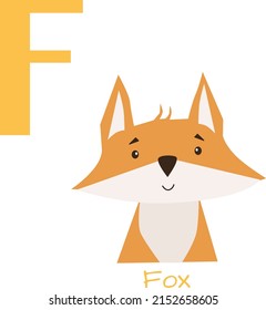 The letter F in the alphabet with the image of the Fox