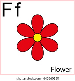 Letter F, alphabet for kids. Worksheet for children - vector