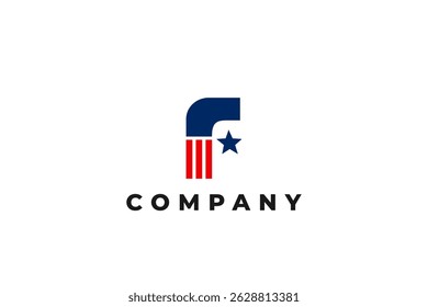 letter f american usa flag star logo