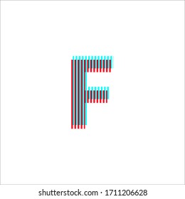 letra "F", efecto anaglyph, vector editable