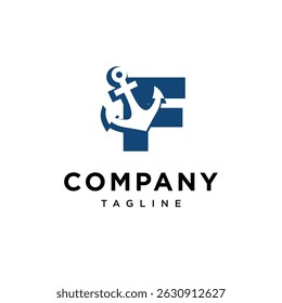 Letter F Anchor Logo Icon Vector