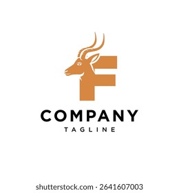 Letter F Antelope Logo Icon Vector
