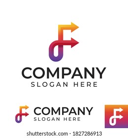 letter F with arrow can you used to logistic delivery, brand identity, company