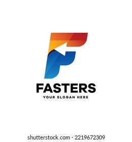 Letra F con logotipo de degradado de flecha