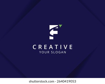 Letter F with arrow logo design. Monogram Letter F logo template