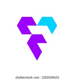 Letter F Arrow Pixel Modern Logo Design