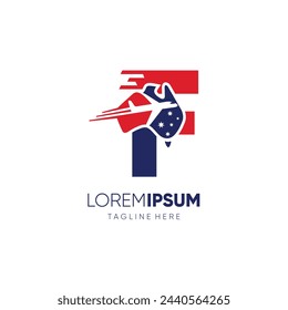 Letter F Australia Map Travel Flight Airplane Logo Design Vector Icon Graphic Symbol Illustration