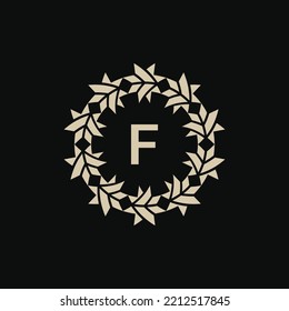 letter F award emblem logo. elegant and modern award circle logo