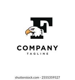 Letter F Bald Eagle Logo Icon Vector