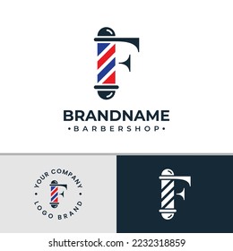 Carta F Logotipo Barbershop, adecuado para cualquier negocio relacionado con la barbería con F inicial.