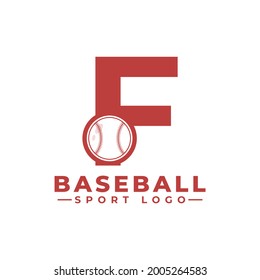 Letter F with Baseball Logo Design. Vector Design Template Elements for Sport Team or Corporate Identity.