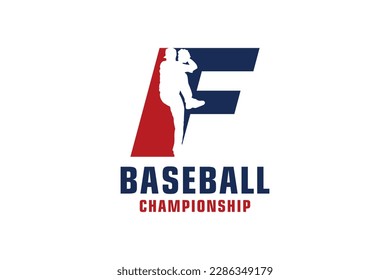 Letter F with Baseball Logo Design. Vector Design Template Elements for Sport Team or Corporate.