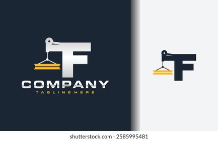 letter F beam steel crane logo