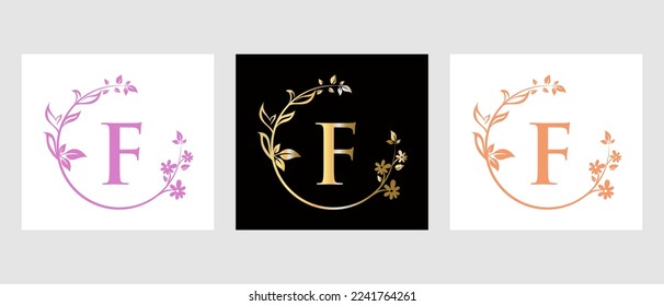 Letter F Beauty Logo for Decorative, Flower, Spa Template