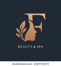 Letra F com design de logotipo de beleza conceito exclusivo Premium Vetor