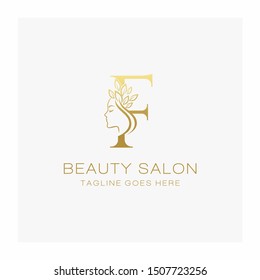 Letter F Beauty Salon Logo Design Vector Icon