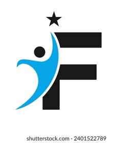 Logotipo De Letra F Bio, Símbolo De Atención Médica, Logotipo Sano, Signo De Atención