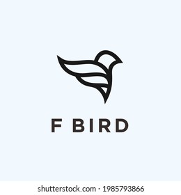 letter f bird logo design vector illustration