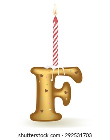 Letter F Birthday Candle Cake