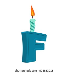 Letter F birthday font. Letter and candle. anniversary alphabet sign. Celebratory ABC