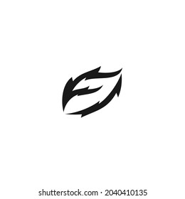 Letter F With Black Fire Leaves Vector Logo Design 