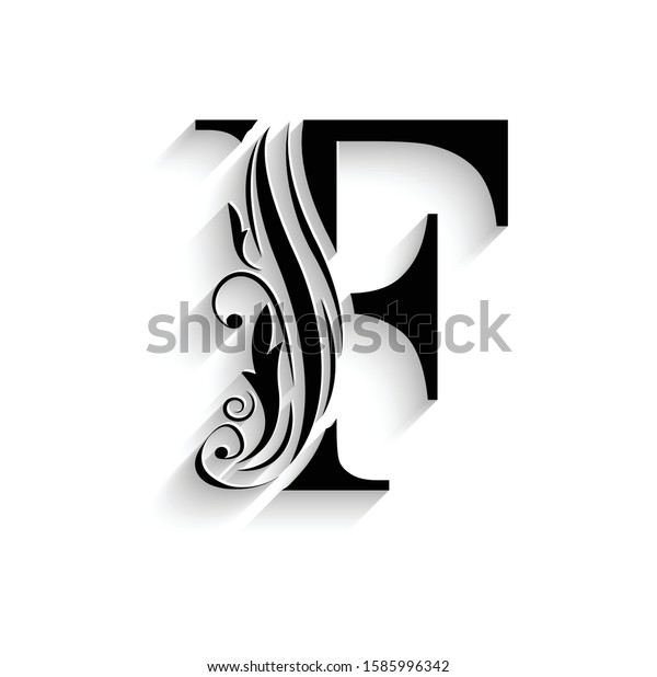 Letter F Black Flower Alphabet Beautiful Stock Vector (Royalty Free ...