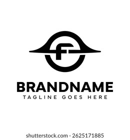 Letter F Black Hole Logo, symbolizing mystery, depth, and powerful energy