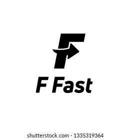 Letter F black logo with negative space arrow logo for business, transportation, delivery company isolated on white background. - Vector Illustration