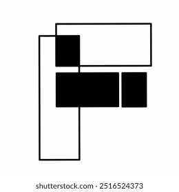 Letter F in black and white geometric shape
