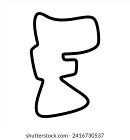 Letter F blank fill street graffiti throw up font black outline vector design 
