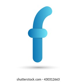 Letter f with blue color on white background