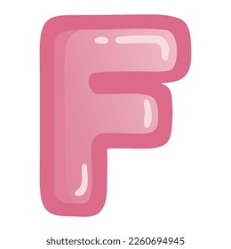 Letter F Bold Alphabet Pink Doodle Drawing Vector Art