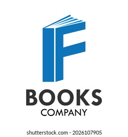 Letter f with books logo template illustration