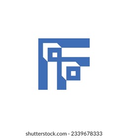 letter F box network connect logo