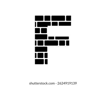 letter F brick wall symbol icon design vector isolated transparent background