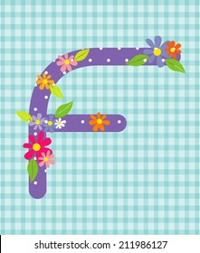 The letter F. Bright floral element of colorful alphabet in vector