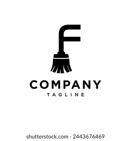 Letter F Broom vector template.eps