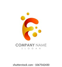 Letter F With Bubble, Initial Letter Logo For Your Company Name, Alphabet Logo Template Ready For Use, Modern Initial Logo