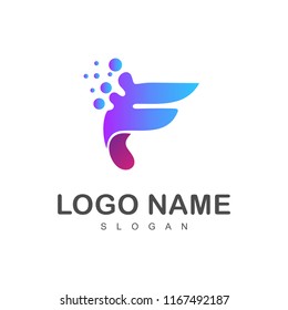 letter f with bubble shape logo template