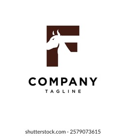 Letter F Buffalo Logo Icon Vector