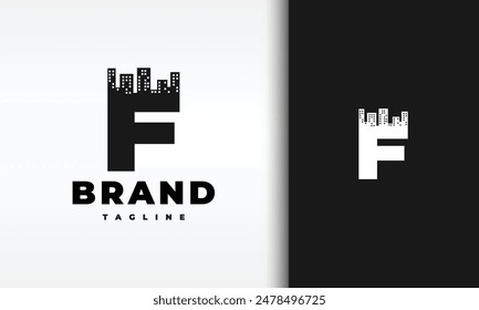 letter F build city logo