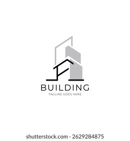 Letter F building logo for architecture, construction and real estate company. Property logo template for your brand.