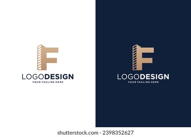 Letter F building logo design. letter F with real estate symbol.