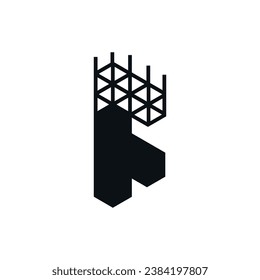letra F logotipo de construcción icono vectorial
