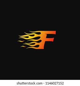 letter F Burning flame logo design template