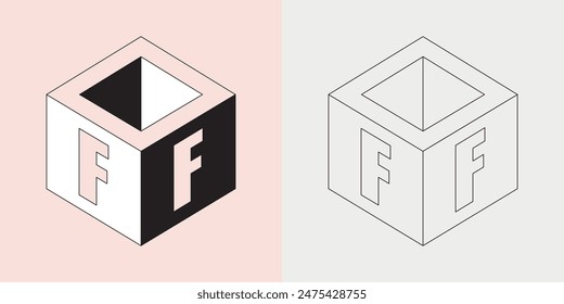 Letter "F" for business and company identity with Cube Concept. Combination of cube logo design with initial F. Vector Illustration EPS 10.